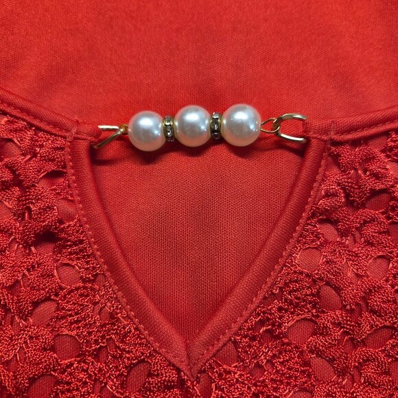 Jade Mood 3X Vibrant Red Tank Top Crocheted Overlay Poncho Shawl - Picture 8 of 10